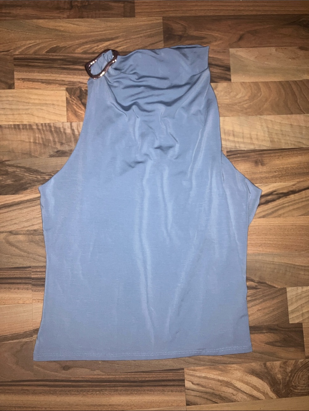 Express Tencel soft blue mock neck silver clasp sleeveless tank top women’s Sz L